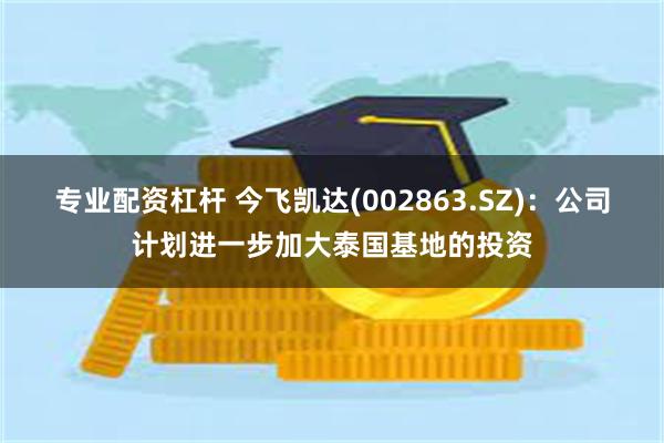 专业配资杠杆 今飞凯达(002863.SZ)：公司计划进一步加大泰国基地的投资