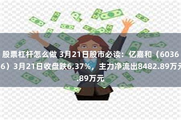 股票杠杆怎么做 3月21日股市必读：亿嘉和（603666）3月21日收盘跌6.37%，主力净流出8482.89万元
