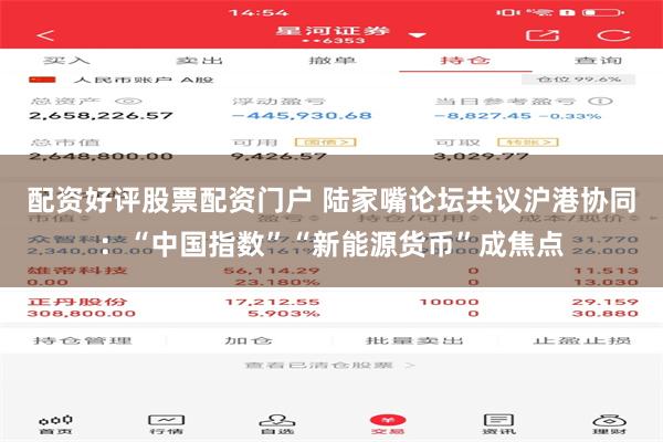 配资好评股票配资门户 陆家嘴论坛共议沪港协同：“中国指数”“新能源货币”成焦点