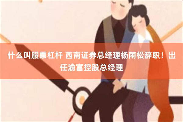 什么叫股票杠杆 西南证券总经理杨雨松辞职！出任渝富控股总经理