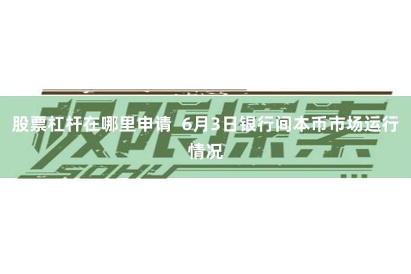 股票杠杆在哪里申请  6月3日银行间本币市场运行情况