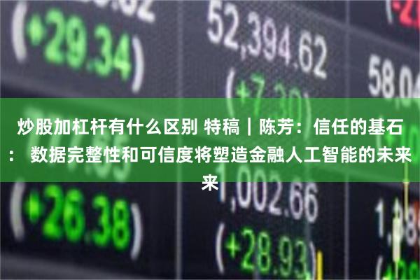 炒股加杠杆有什么区别 特稿｜陈芳：信任的基石： 数据完整性和可信度将塑造金融人工智能的未来