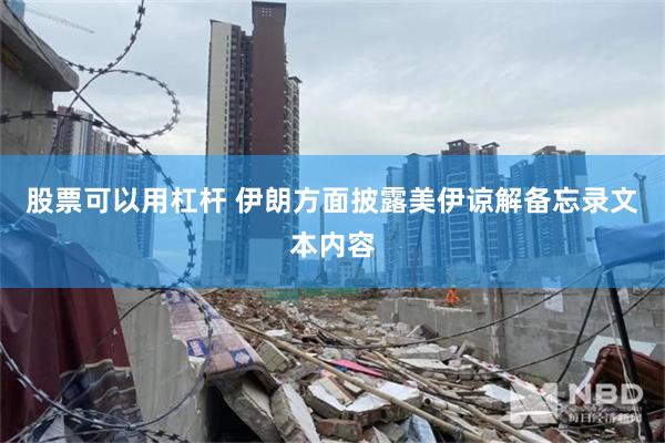 股票可以用杠杆 伊朗方面披露美伊谅解备忘录文本内容