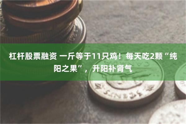 杠杆股票融资 一斤等于11只鸡！每天吃2颗“纯阳之果”，升阳补肾气