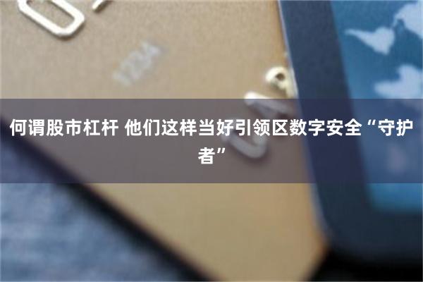 何谓股市杠杆 他们这样当好引领区数字安全“守护者”