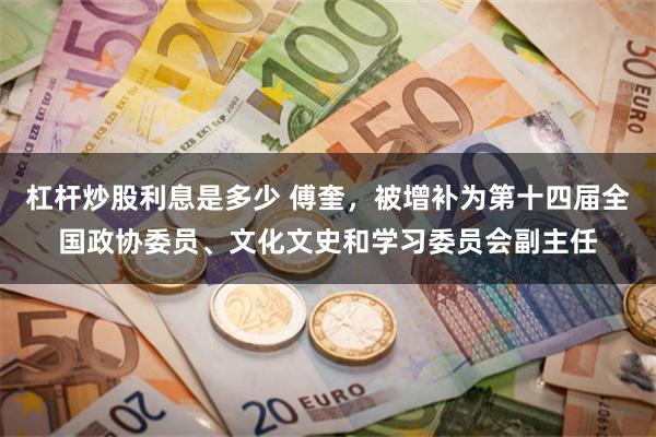 杠杆炒股利息是多少 傅奎，被增补为第十四届全国政协委员、文化文史和学习委员会副主任